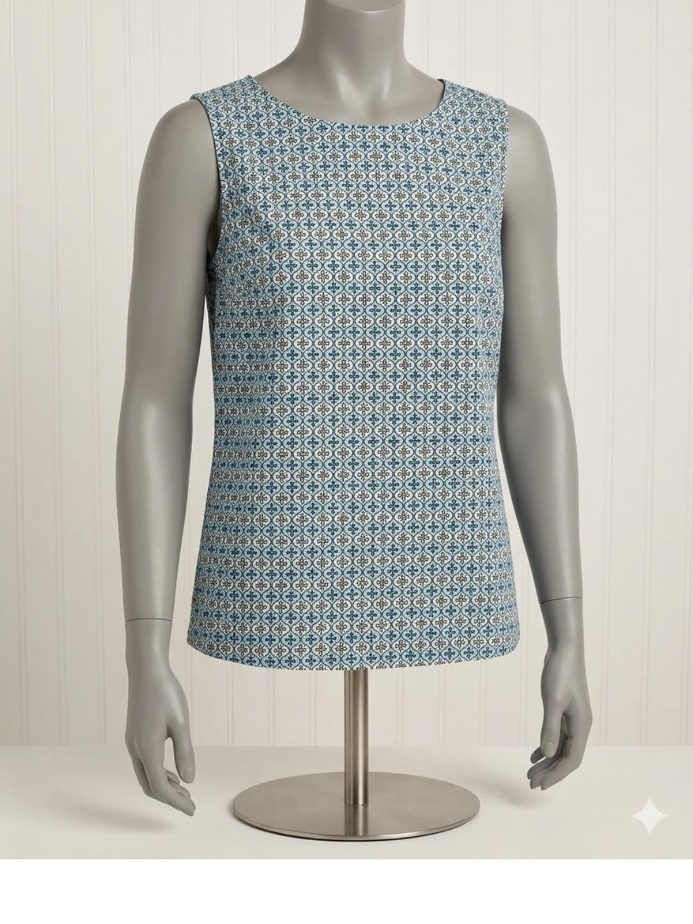 Talbots Blue Geometric Sleeveless Top